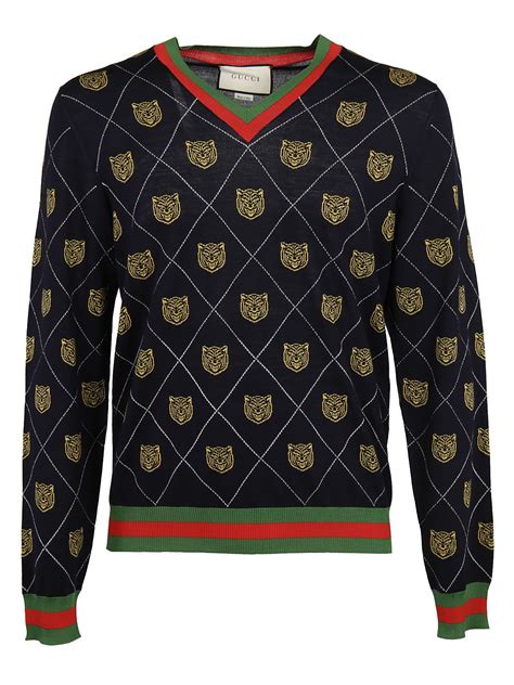 gucci argyle tiger knit|gucci sweater.